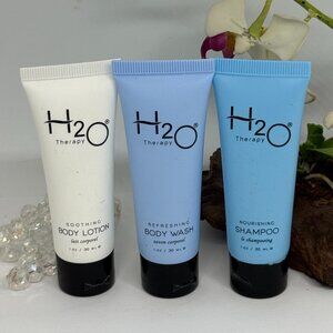 3x H2O Therapy Travel Size Toiletries - Body Lotion~Shampoo~Body Wash -1 oz -New